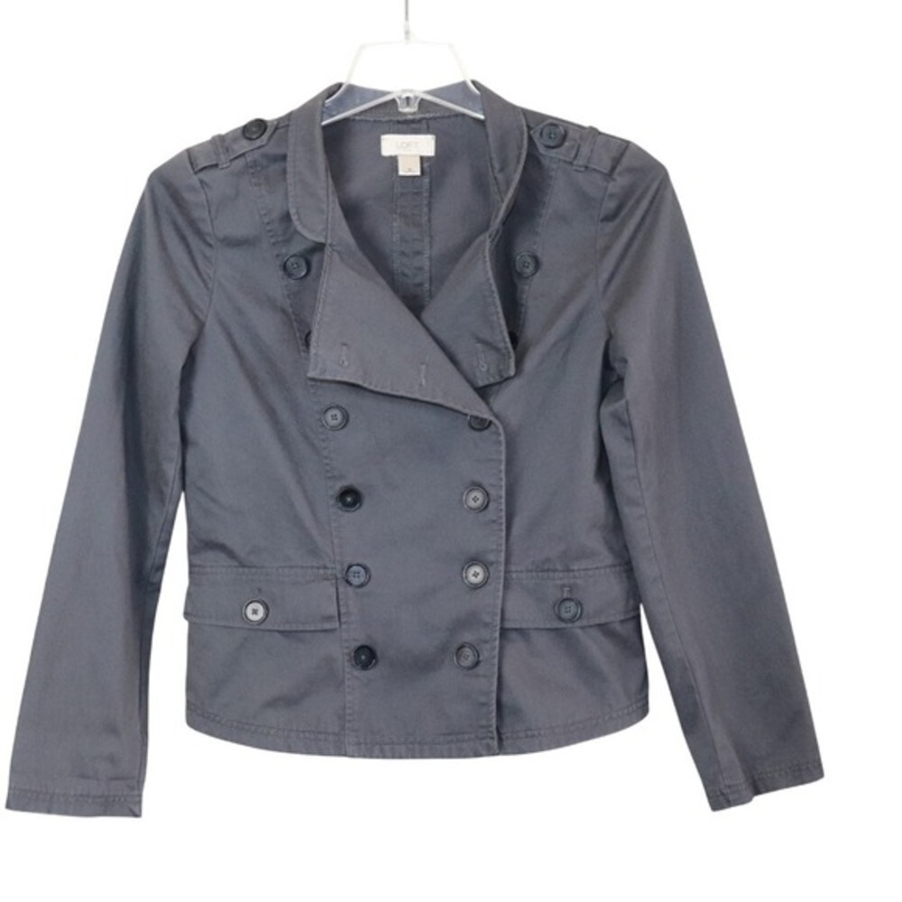 Double Breasted Military Utility Jacket Size‎ M Charcoal Gray LOFT Women's